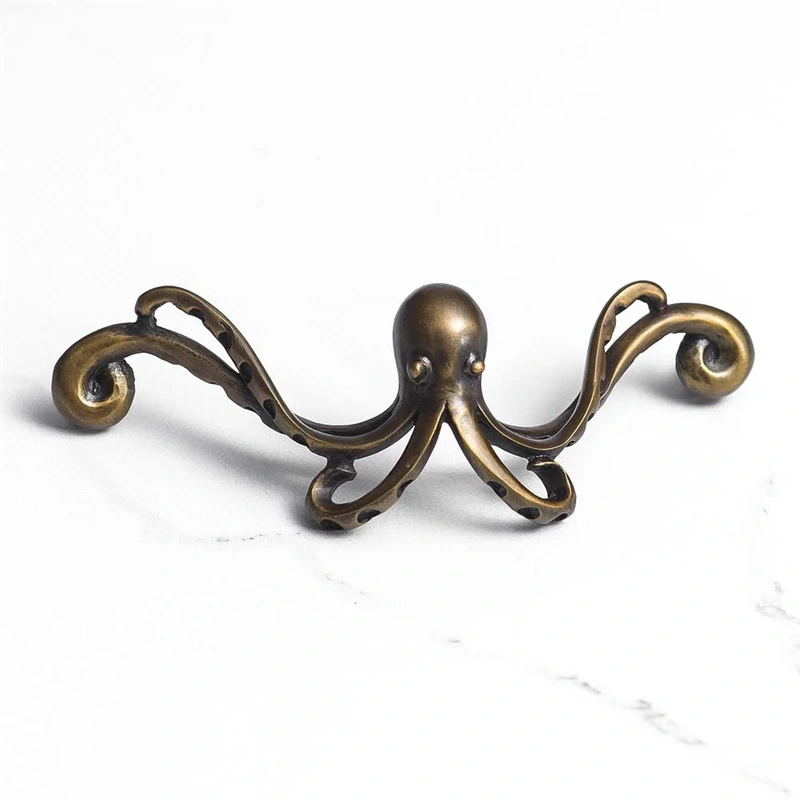 1 1/2 Inch (4 1/4 Inch c-c) Symphony Inlays Octopus Cabinet or Furniture Pull