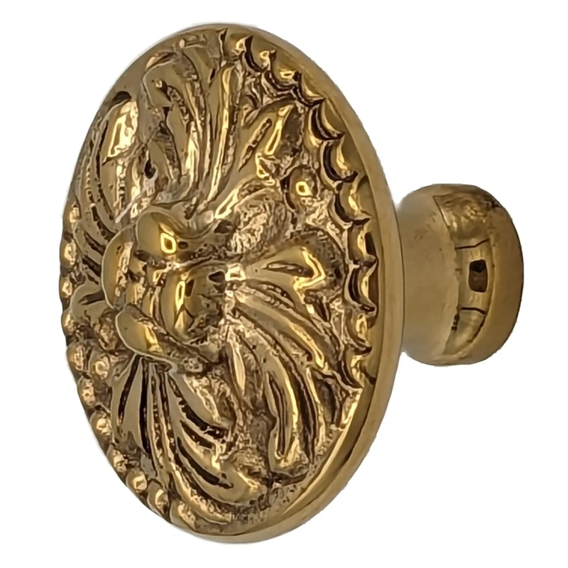 1 1/2 Inch Solid Brass Designer Rococo Cabinet Knob (Several Finishes Available)