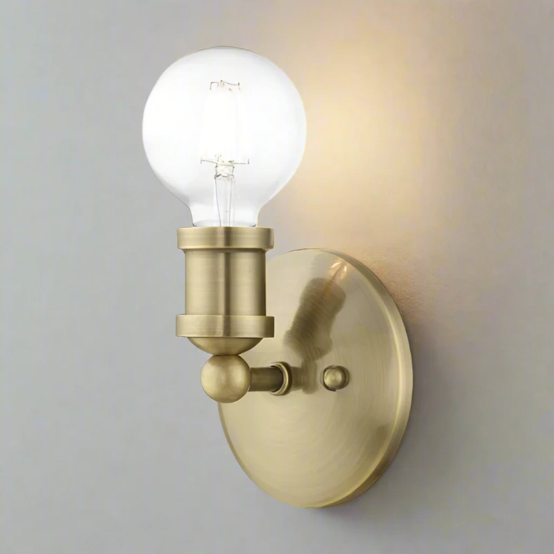 1 Light Antique Brass ADA Single Vanity Sconce