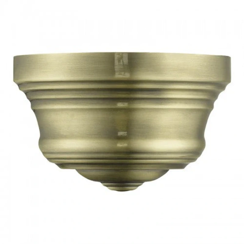 1 Light Antique Brass Bell ADA Sconce with Shiny White Finish Inside