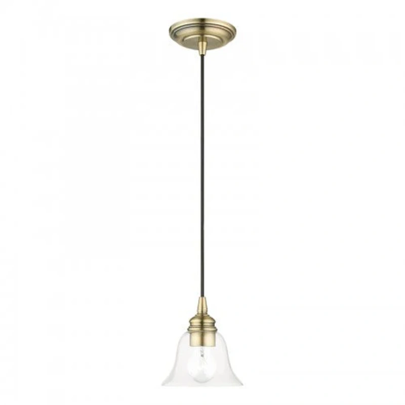 1 Light Antique Brass Single Pendant