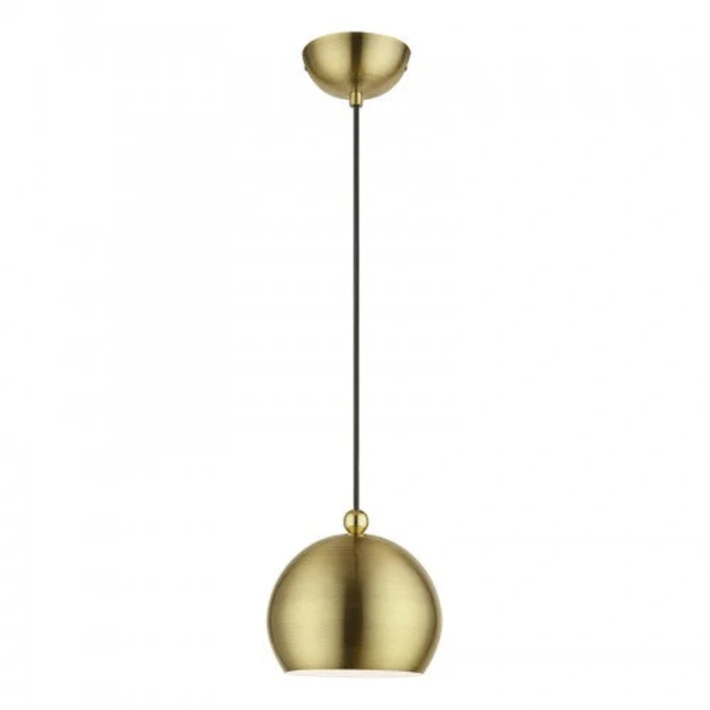 1 Light Antique Brass with Polished Brass Accents Globe Mini Pendant