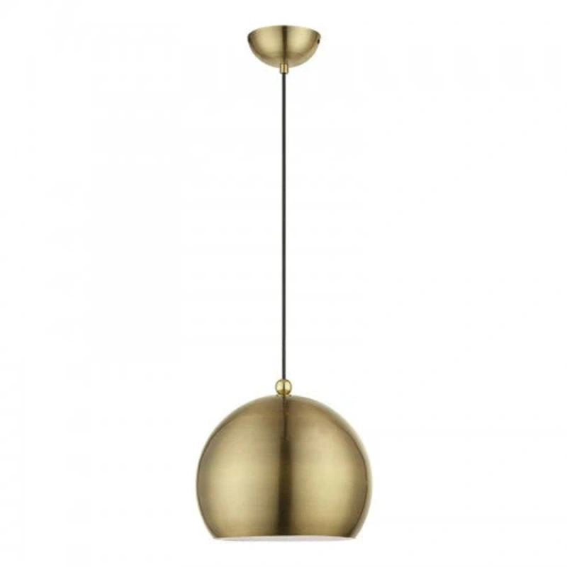 1 Light Antique Brass with Polished Brass Accents Globe Pendant