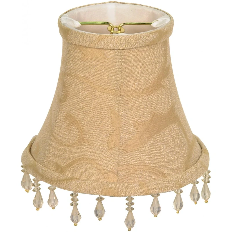 Clip On Shade, Beige Beaded Floral, 3″  Top, 5″  Bottom, 4-1/4″  Side Clip On Shade by Satco