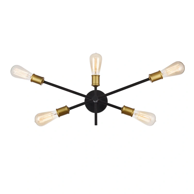 Five Light Wall Sconce from the Axel Collection in Black And Brass Finish by Elegant Lighting