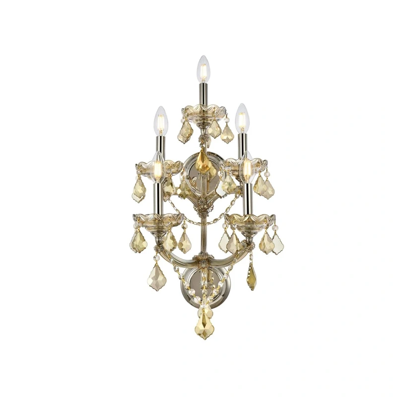 Five Light Wall Sconce from the Maria Theresa Collection in Golden Teak Finish by Elegant Lighting